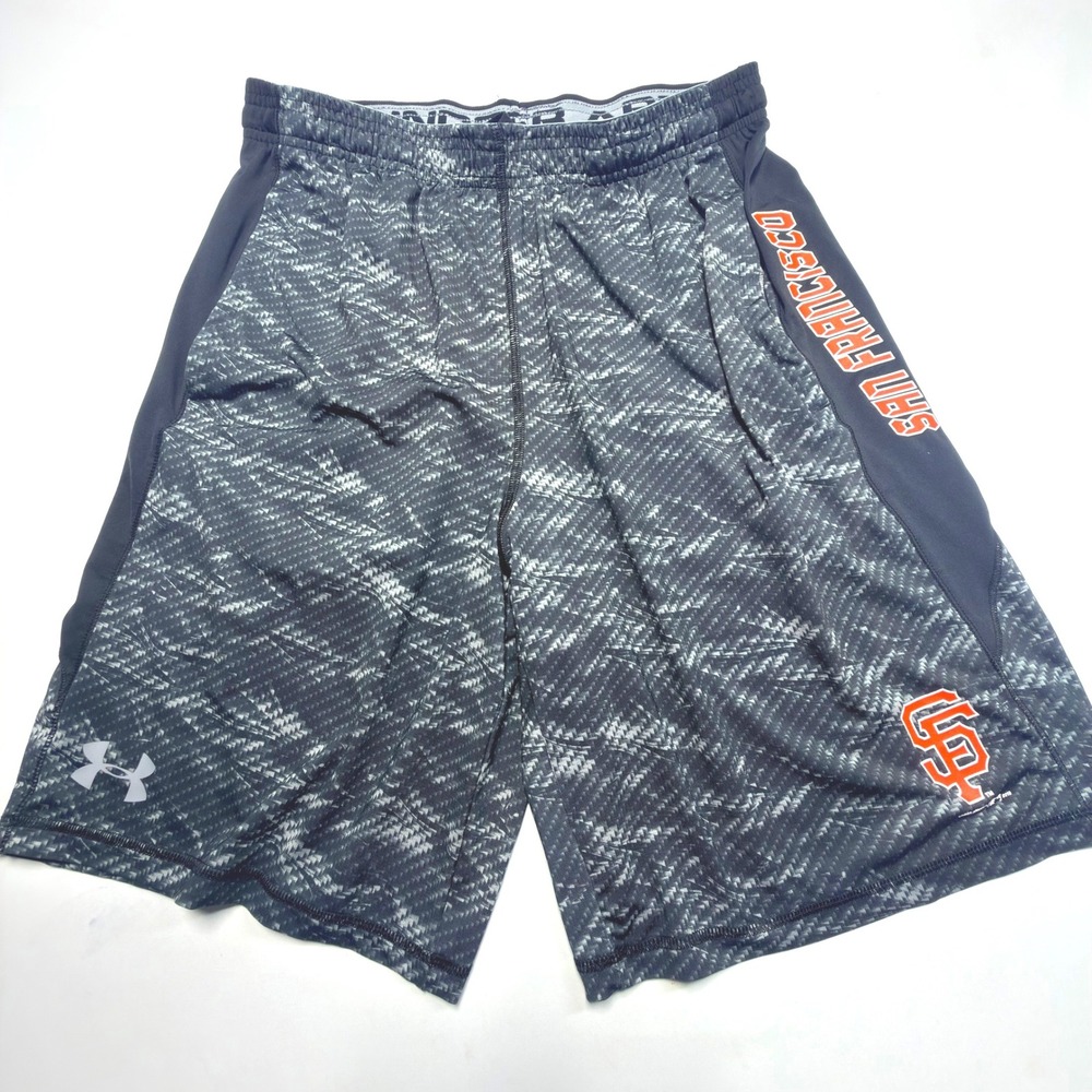 Under Armour San Francisco Giants Shorts Large Gray Black Loose‎ HeatGear